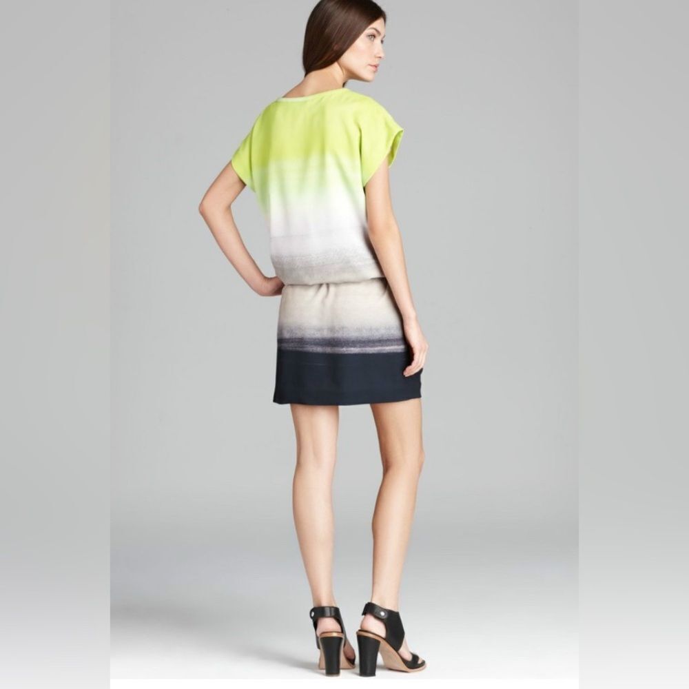 Diane Von Furstenberg Tara Drop-Waist Ombre Dress.green, gray,black,size 8